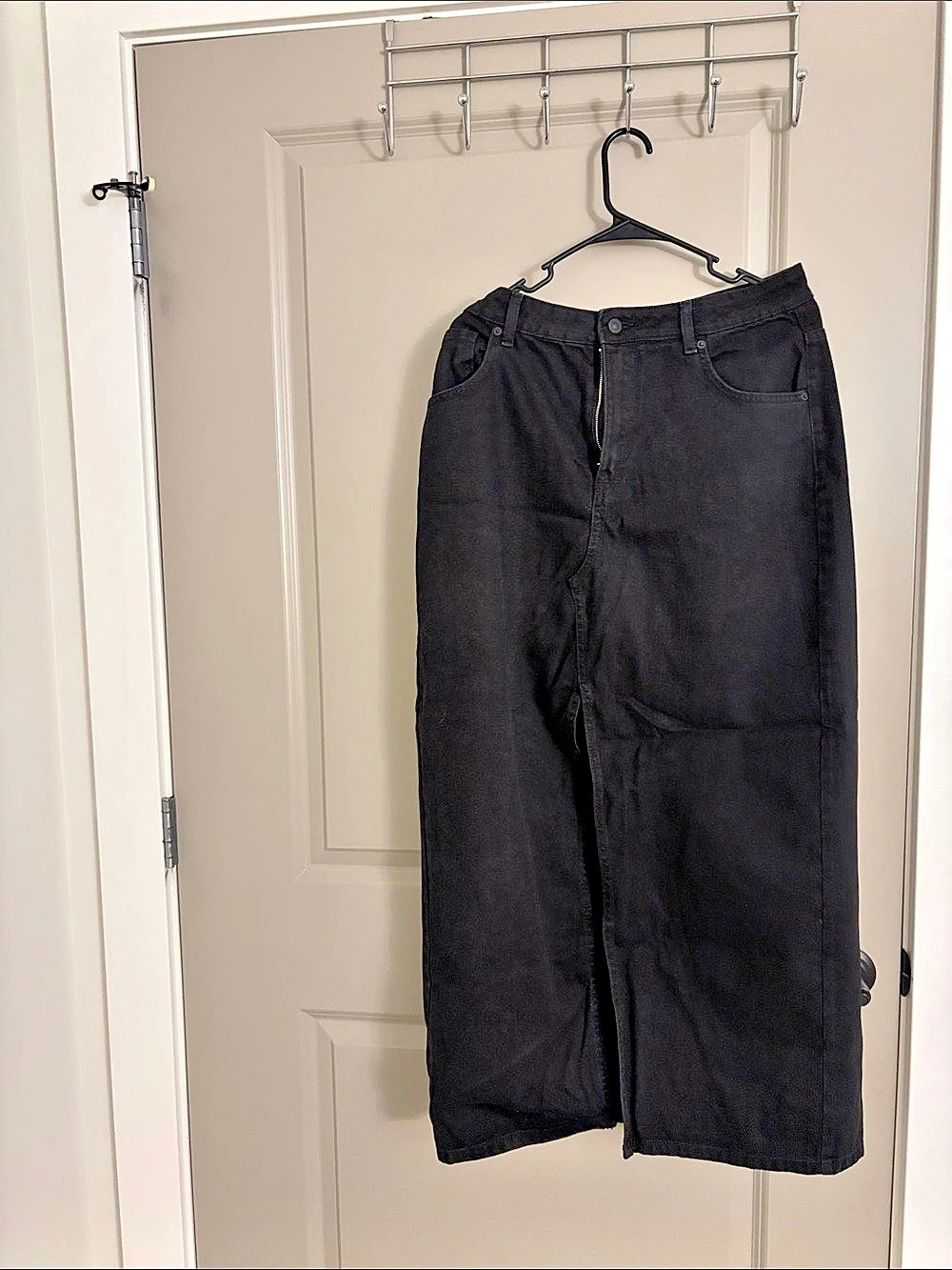 Splash Wide Leg Denim Skirt with Slit in Black Like New